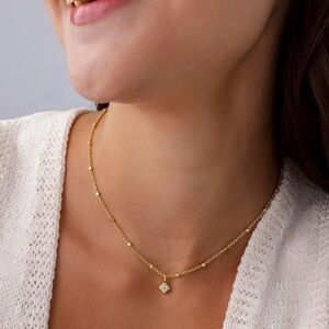 NEW 14K Gold Plated Elegant Necklace with Cubic Zirconia Pendant